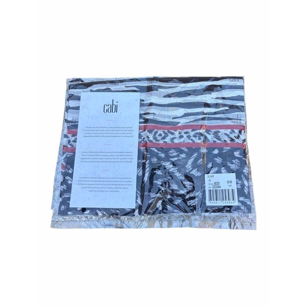 Cabi Fable 100% Silk Scarf Black and White Animal Print Scarf #4030 New - Picture 7 of 10
